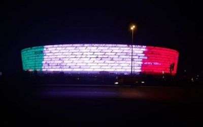 Bakı Olimpiya Stadionu İtaliyanın şərəfinə işıqlandırıldı
